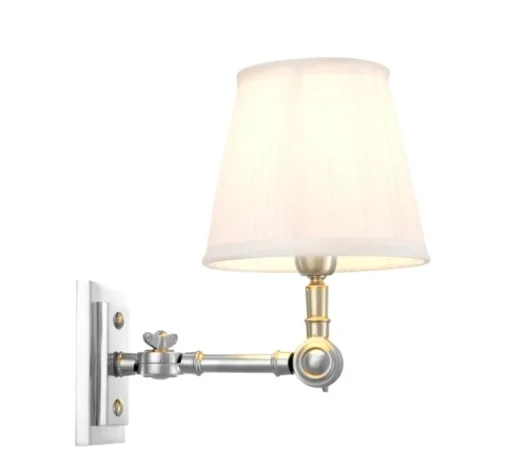Applique murale, Wentworth simple, nickel, abat-jour blanc, L15cm, H26cm - Eichholtz