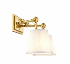 Applique murale, Wentworth double, abat-jour blanc, or, Ø25cm, H33cm - Eichholtz
