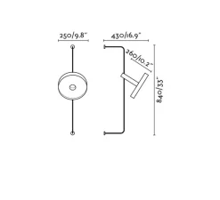Applique murale, Whizz, monte & baisse, noir, or, H84cm, P43cm - FARO