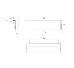 Applique murale, Zena, noir, LED, dim, 3000k, 2200 lm, L28cm, H8cm - Nemo Lighting