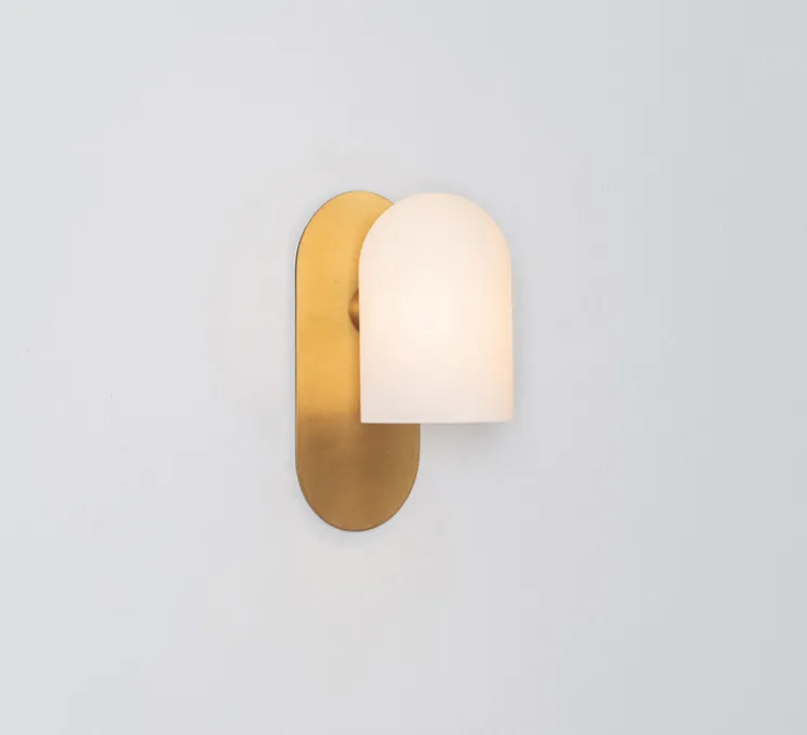 Applique, Odyssey Small, opalin et laiton poli, L10,5cm, H23cm - Schwung