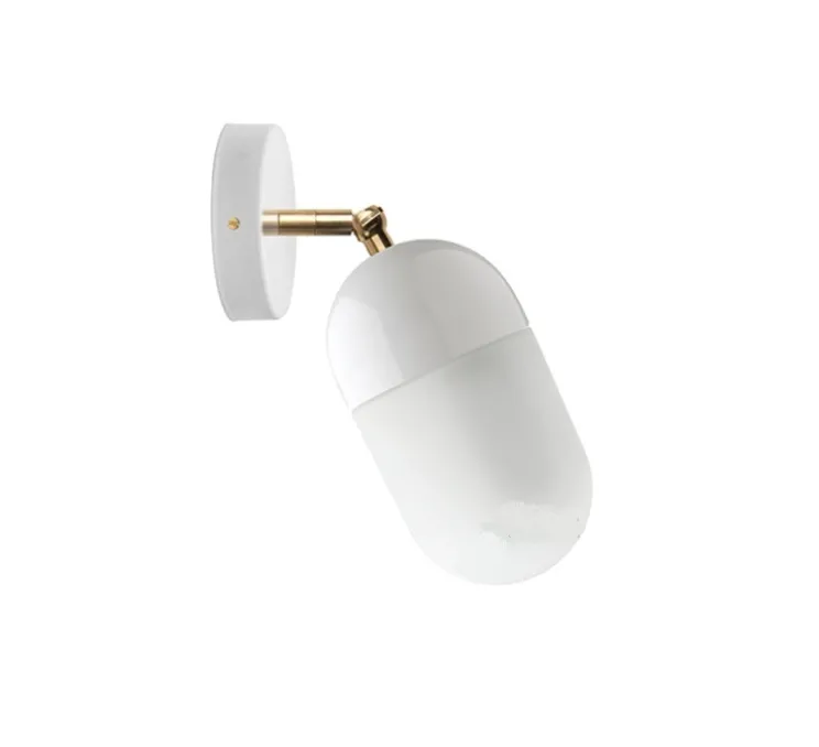Applique orientable, light.036, avec glass007, blanc et laiton, L14.8cm, Ø9,5cm, H11cm - Zangra