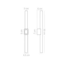 Applique ou plafonnier, Adrien, blanc, ampoule tubulaire transparente, L50cm, H6cm - Zangra