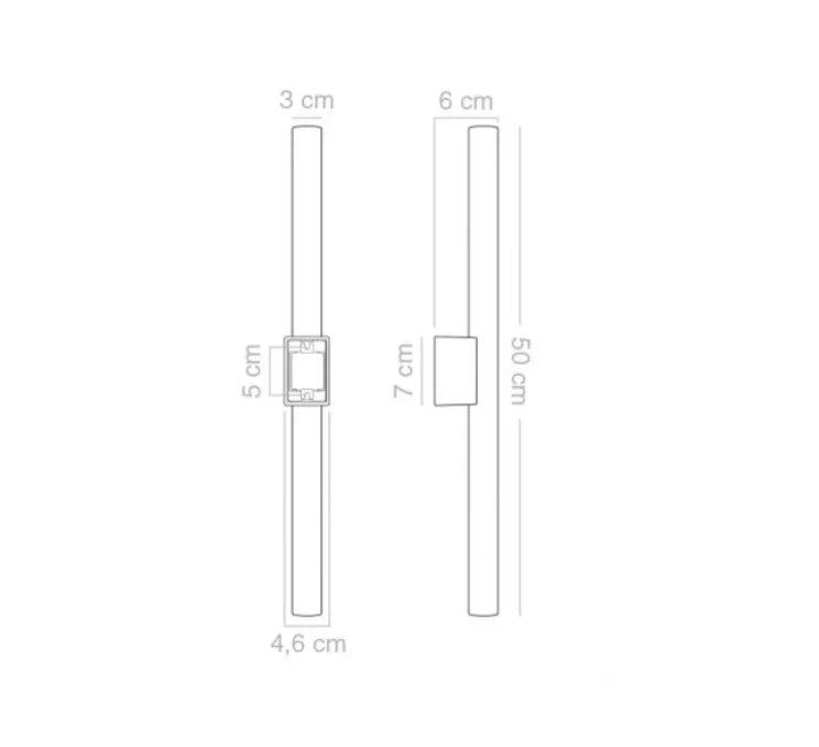 Applique ou plafonnier, Adrien, blanc, ampoule tubulaire transparente, L50cm, H6cm - Zangra