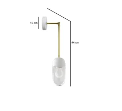 Applique ou plafonnier articulable, Light.036, avec Glass004, laiton, LED, Ø10cm, H14cm - ZANGRA