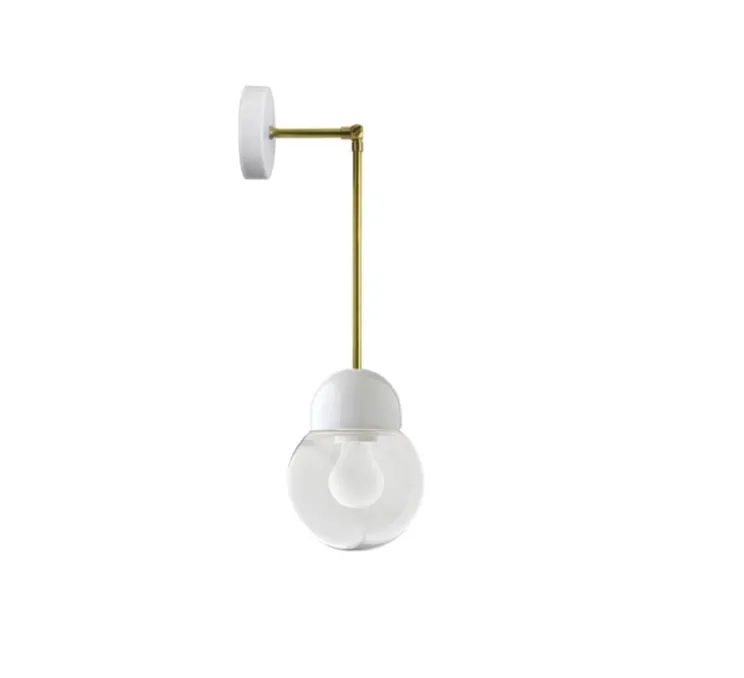 Applique ou plafonnier articulable, Light.036, avec Glass005, blanc laiton, LED, Ø14,5cm, H13cm - ZANGRA