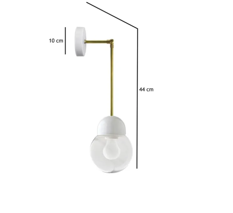 Applique ou plafonnier articulable, Light.036, avec Glass005, blanc laiton, LED, Ø14,5cm, H13cm - ZANGRA