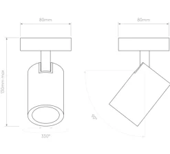 Applique ou plafonnier, Ascoli single, bronze, Ø8cm, H13cm - Astro Lighting
