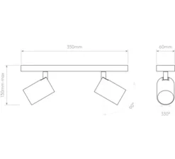 Applique ou plafonnier, Ascoli Twin , bronze, L35cm, H13cm - Astro