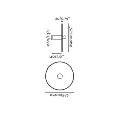 Applique ou plafonnier, Costas 400 H140, noir mat, Ø40cm, P14cm - Faro