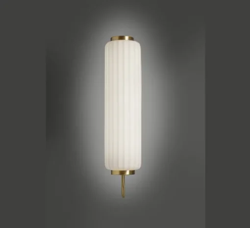 Applique ou plafonnier, Cordiale, Blanc, laiton satiné, LED, dim, 3000K, lm, L15cm, H65cm - Slide