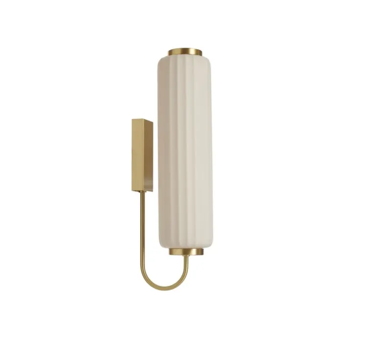 Applique ou plafonnier, Cordiale, Blanc, laiton satiné, LED, dim, 3000K, lm, L15cm, H65cm - Slide