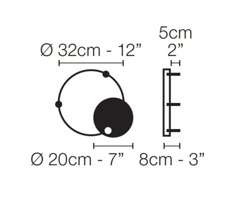 Applique ou plafonnier, Curve 30, noir, LED, dim, 2700K, 528 lm, Ø32cm, P8cm - Le Deun