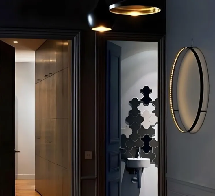 Applique ou plafonnier, Curve 60, avec alimentation déportée, noir, LED, dim, 2700K, 1056 lm, Ø62cm, H8cm - Le Deun