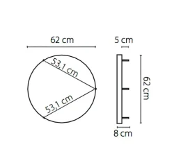 Applique ou plafonnier, Curve 60, avec alimentation déportée, noir, LED, dim, 2700K, 1056 lm, Ø62cm, H8cm - Le Deun