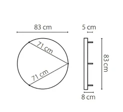 Applique ou plafonnier, Curve 80, avec alimentation déportée, aluminium, LED, dim, 2700K, 1400 lm, Ø83cm, H8cm - Le Deun
