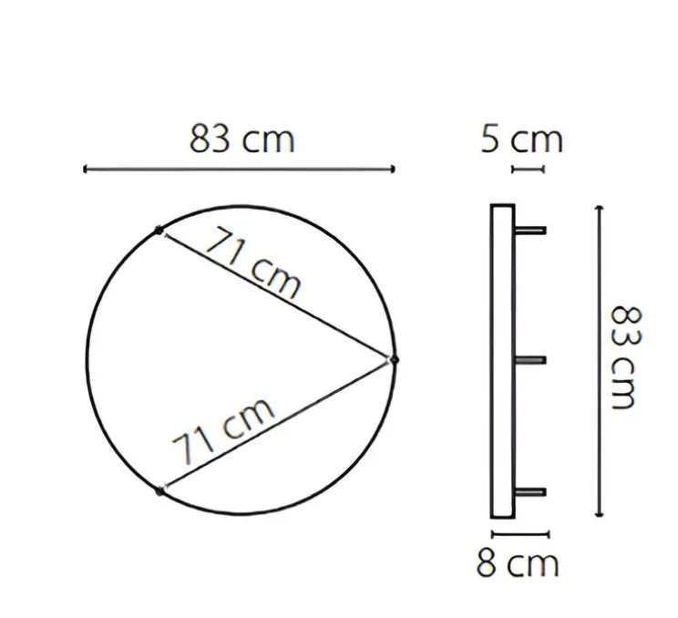 Applique ou plafonnier, Curve 80, avec alimentation déportée, noir, LED, dim, 2700K, 1400 lm, Ø83cm, H8cm - Le Deun