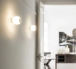 Applique ou plafonnier de salle de bain, Moy, blanc, or, IP44, LED, 3000k, 200 lm, Ø13cm, H13cm - Faro