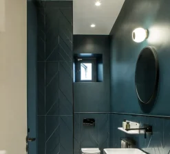 Applique ou plafonnier de salle de bain, Moy, blanc, or, IP44, LED, 3000k, 200 lm, Ø13cm, H13cm - Faro