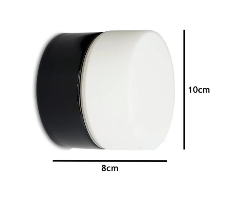 Applique ou plafonnier de salle de bain, Light.o.017, IP54, noir, blanc, Ø10cm, P8cm - Zangra