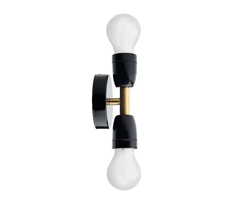 Applique ou plafonnier double, Light.036 , noir, laiton, H17,2cm, P8cm - Zangra