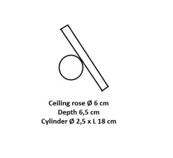 Applique ou plafonnier, Doi, base noire, tube noir, LED, dim, coupure de phase, 2700K, L6cm, H18cm - Luceplan