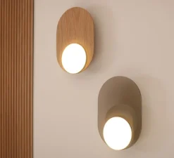 Applique ou plafonnier, Dot 03, chêne, LED, 2700K, 200 lm, L17,2cm, H25cm - Tunto