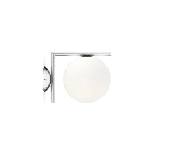 Applique ou plafonnier, IC Lights C/W1, opalin et chromé, L21,6cm, H20cm - Flos