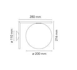 Applique ou plafonnier, IC Lights Wall 1 Outdoor, opalin et brun foncé, IP65,L20cm, H21,6cm - Flos