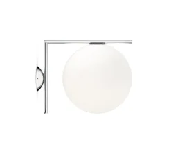 Applique ou plafonnier, IC Lights Wall 2 Outdoor, opalin et acier inox brossé, IP65,L30cm, H31,6cm - Flos