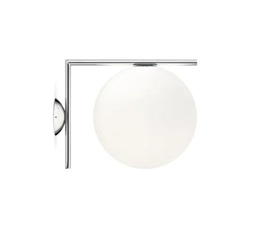 Applique ou plafonnier, IC Lights Wall 2 Outdoor, opalin et acier inox brossé, IP65,L30cm, H31,6cm - Flos