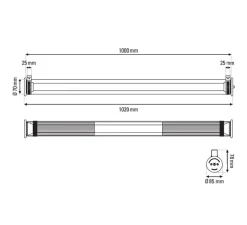 Applique ou plafonnier, In The Tube 360-1000, maille argentée, IP65, LED, 2700K, 570 lm, L100cm, H7cm - - DCW éditions Paris