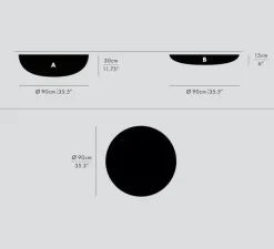 Applique ou plafonnier, Iris, forme B, support noir, LED, dim-to-warm, 1800-3000K, DALI, Ø90cm, H15cm - A-N-D