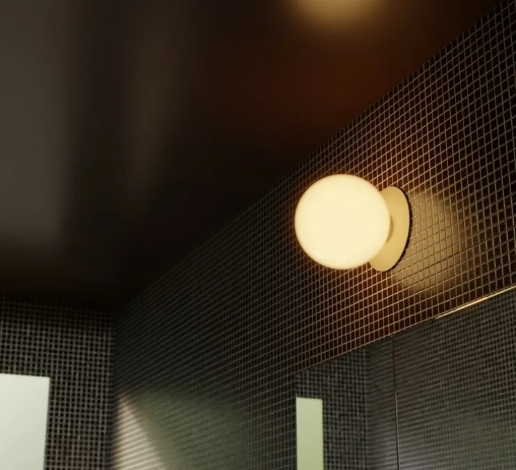 Applique ou plafonnier, Laurent 11, laiton, verre opalin, Ø13,9cm, H14,7cm - Lambert&Fils