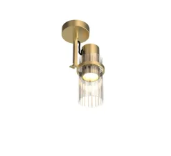 Applique ou plafonnier, Lei 564.41, laiton satiné, verre transparent, L7,1cm, H20cm - Tooy