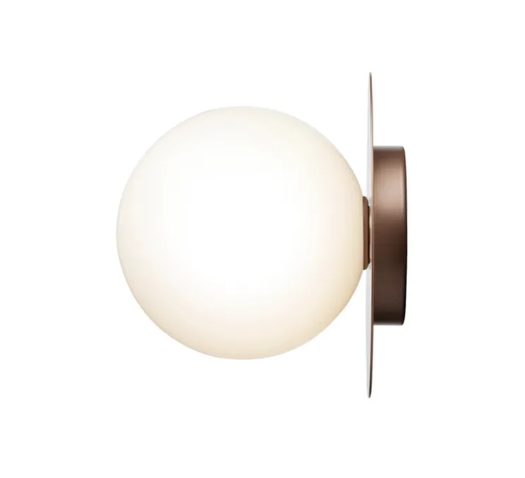Applique ou plafonnier, Liila 1 Large, globe opalin, bronze, IP44, Ø25,5cm, H23cm - Nuura