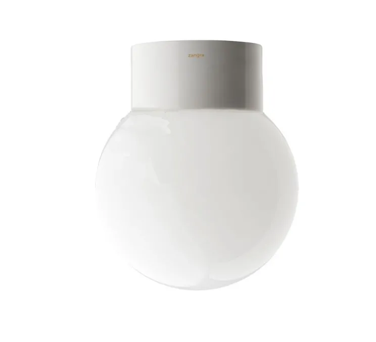 Applique ou plafonnier, light.o.016, blanc, globe plastique opal glass013, porcelaine, IP54, Ø16cm, H21cm - Zangra