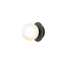 Applique ou plafonnier, Liila 1 small, noir, blanc opal, IP44, Ø14cm, H14,9cm - Nuura