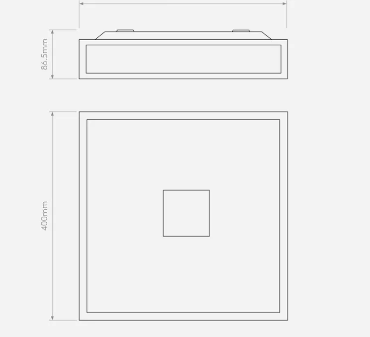 Applique ou plafonnier, Mashiko 400 Square, chrome, IP44, LED, L40cm, H8,7cm - Astro Lighting