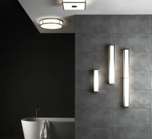 Applique ou plafonnier, Mashiko 400 Round, verre, opal, chrome poli, IP44, Ø40cm, H10cm - ASTRO