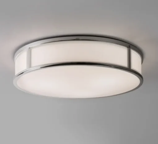 Applique ou plafonnier, Mashiko 400 Round, verre, opal, chrome poli, IP44, Ø40cm, H10cm - ASTRO