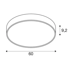 Applique ou plafonnier, MEDO® 60, noir, IP50, LED, dim, 2700-3000-4000K, 4050-4250-4550 lm, Ø60cm, H9,2cm - SLV