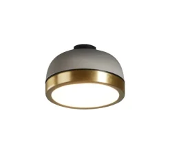 Applique ou plafonnier, Molly 556.73, dôme gris sable et bague laiton, IP40, LED, 2700K, 1500lm, Ø38cm, P19cm - Tooy