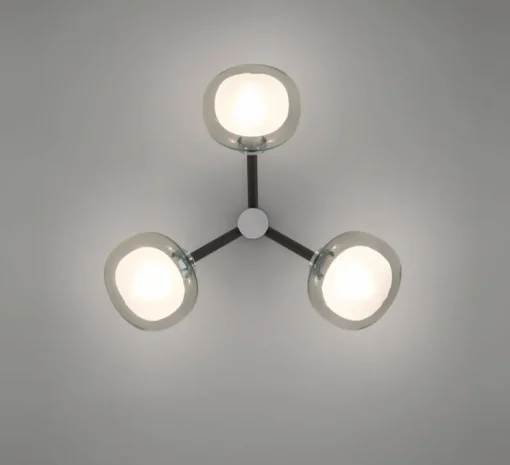 Applique ou plafonnier, NABILA-552.73, noir et chrome, verre fumé, Ø38cm, H14cm - Tooy