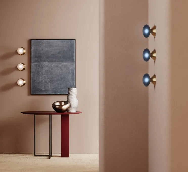 Applique ou plafonnier, Peak 6, Bleu texturé,laiton, Ø15cm, H14cm - SkLO Studio