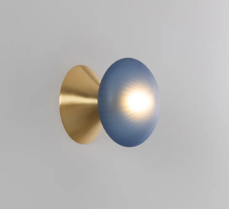 Applique ou plafonnier, Peak 6, Bleu texturé,laiton, Ø15cm, H14cm - SkLO Studio