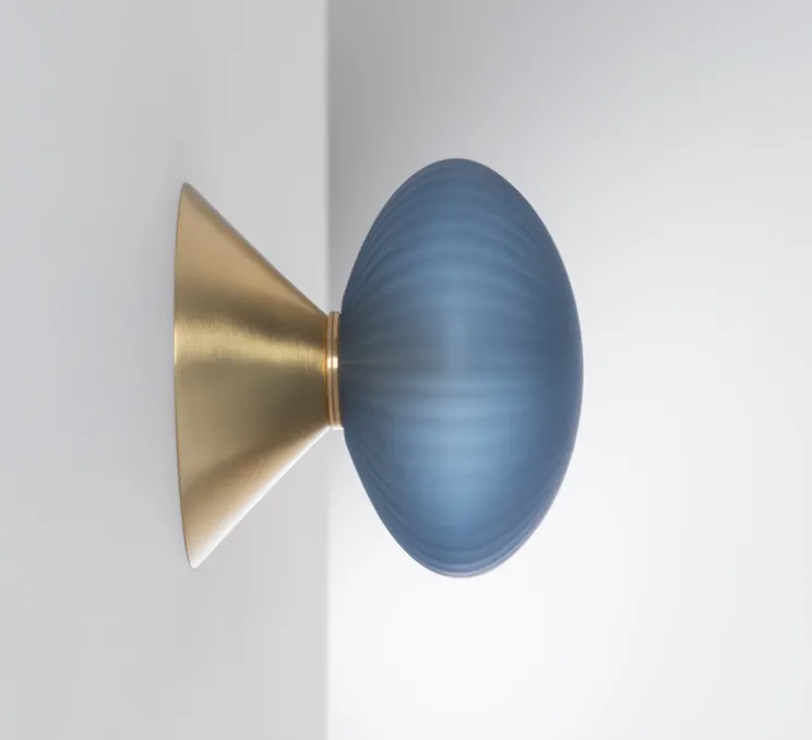Applique ou plafonnier, Peak 6, Bleu texturé,laiton, Ø15cm, H14cm - SkLO Studio
