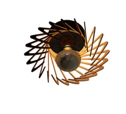 Applique ou plafonnier, Pianumayö, bois de bouleau noir, Ø31cm, H17cm - Piatoni