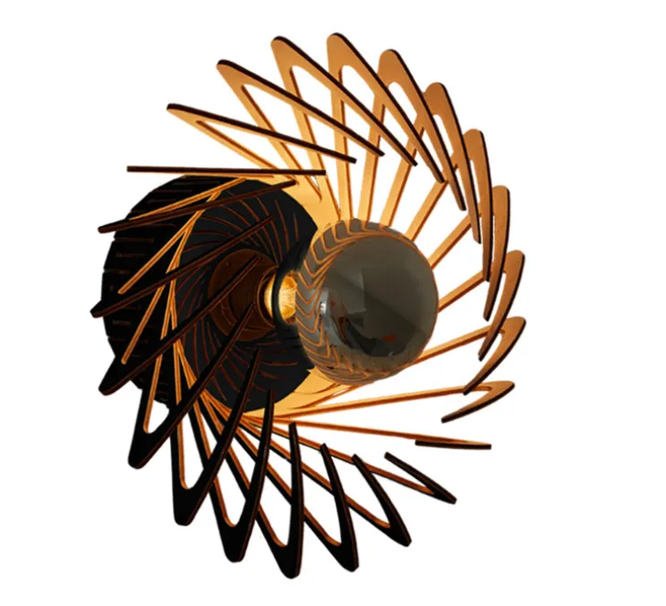 Applique ou plafonnier, Pianumayö, bois de bouleau noir, Ø31cm, H17cm - Piatoni