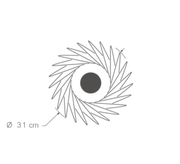 Applique ou plafonnier, Pianumayö, bois de bouleau noir, Ø31cm, H17cm - Piatoni